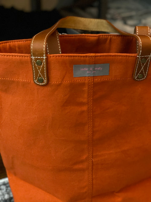 Orange Coated Canvas Tote Bag