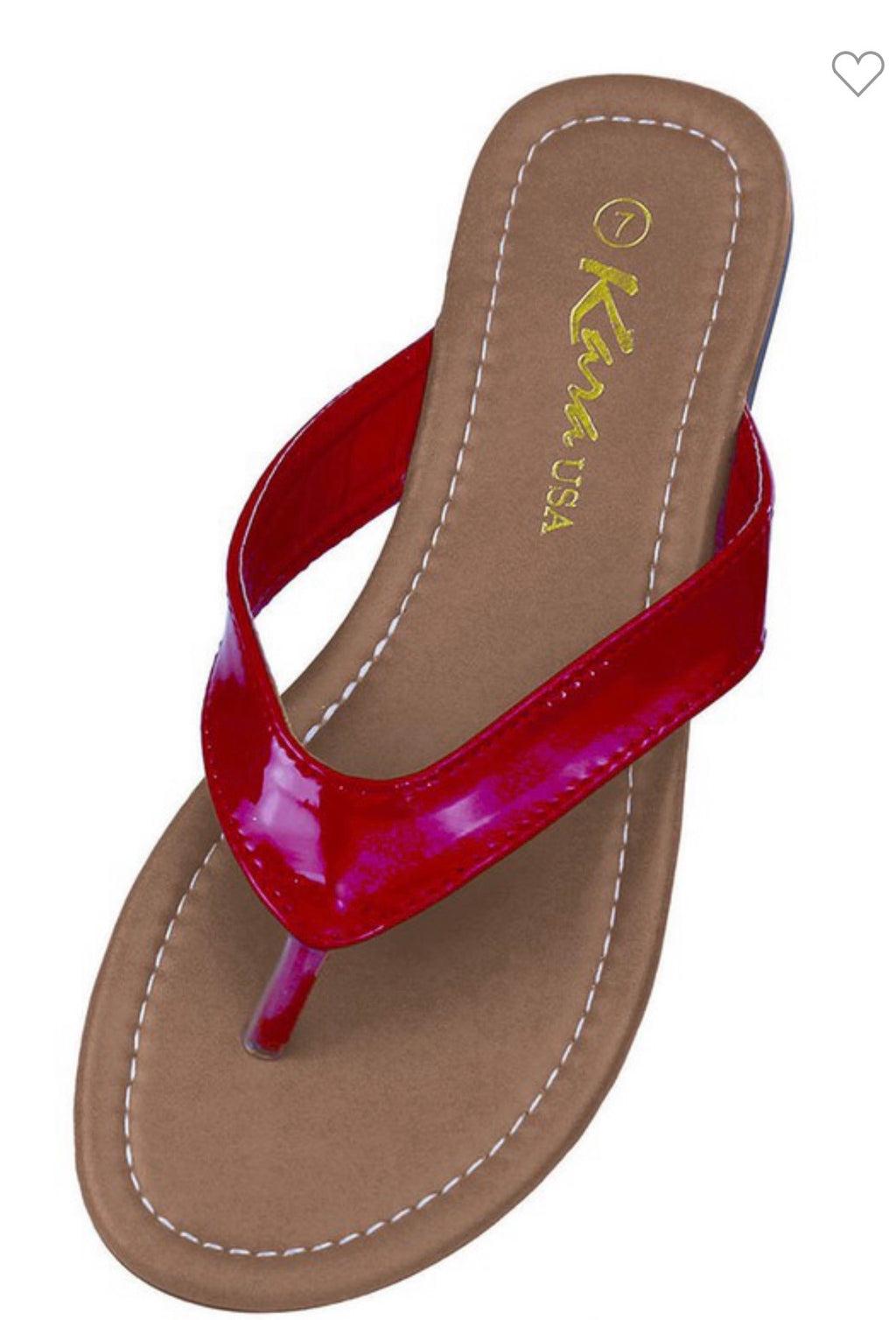 Red Patent Flip Flop Sandals