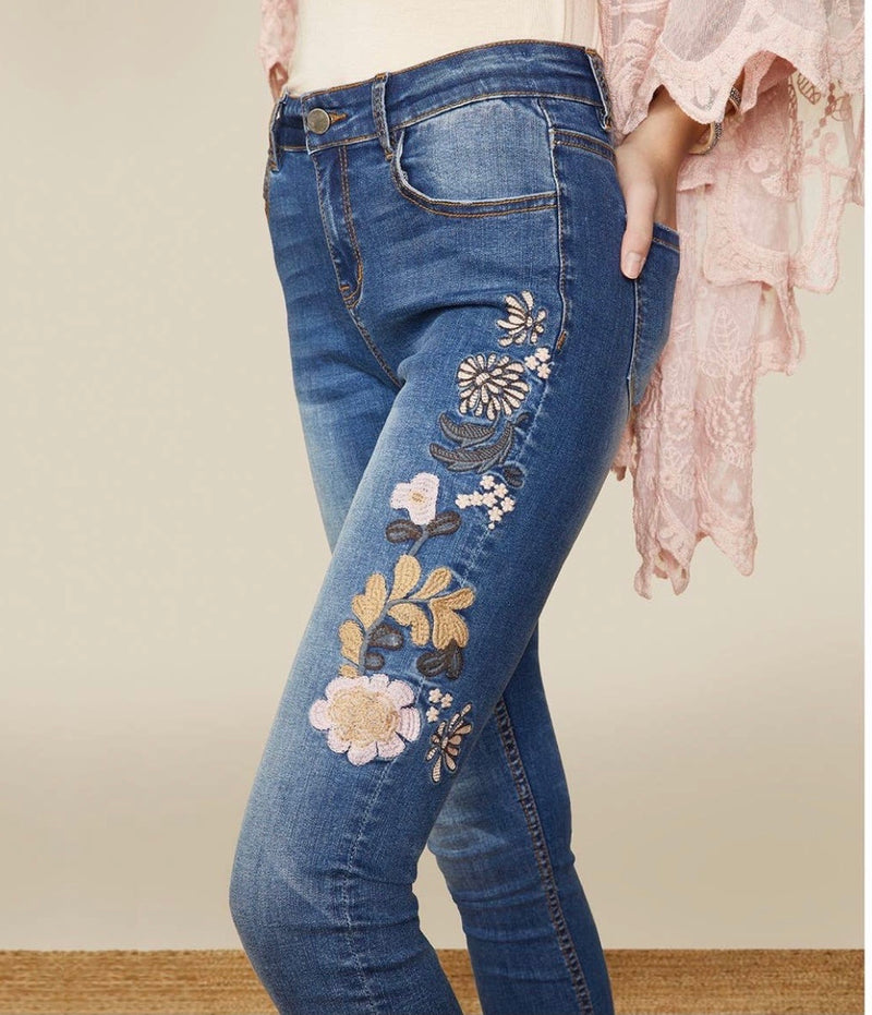 Coco & Carmen floral embroidered jeans – Simply Couture